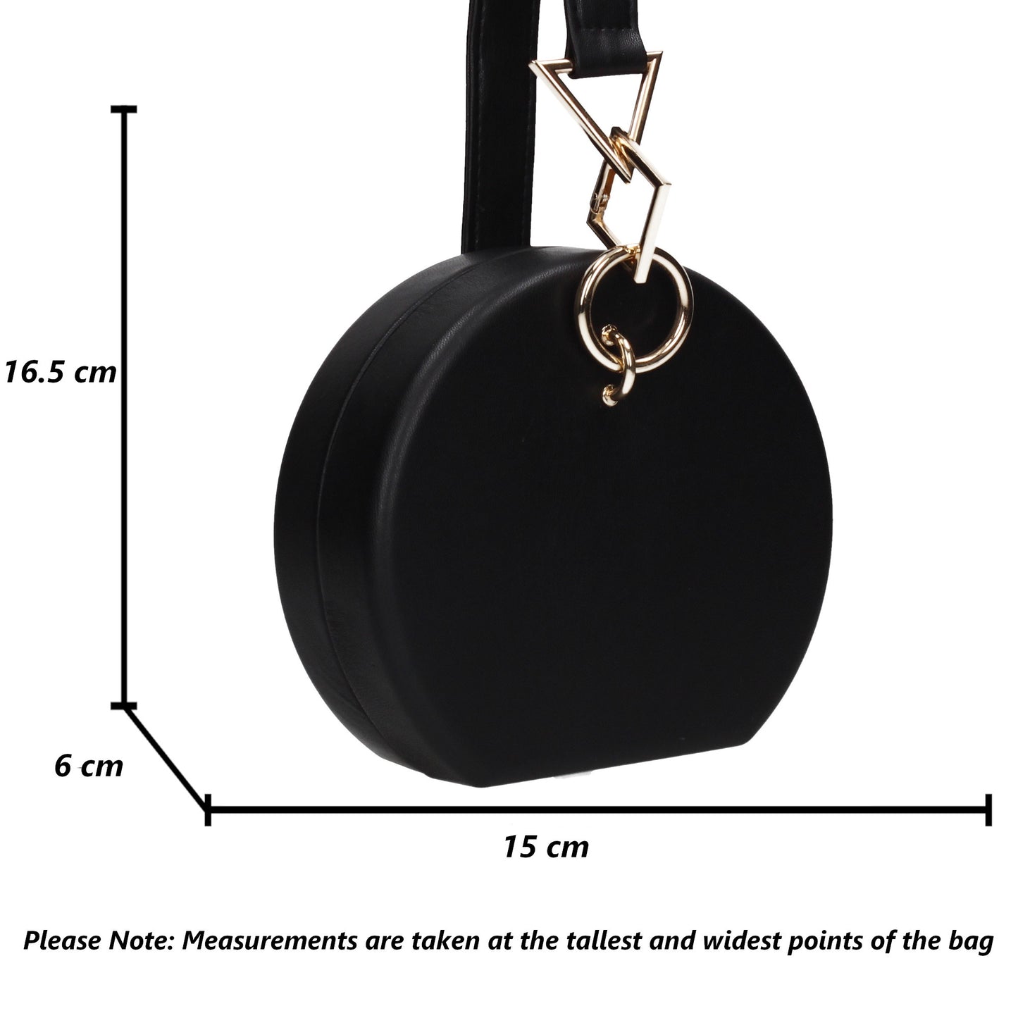 Rayne Circular Style Faux Leather Clutch Bag Black