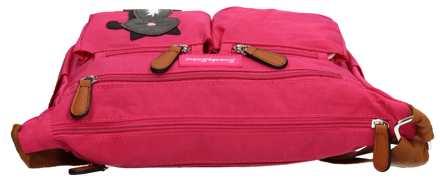 Norma Handbag with Cat Motif Fuchsia Pink
