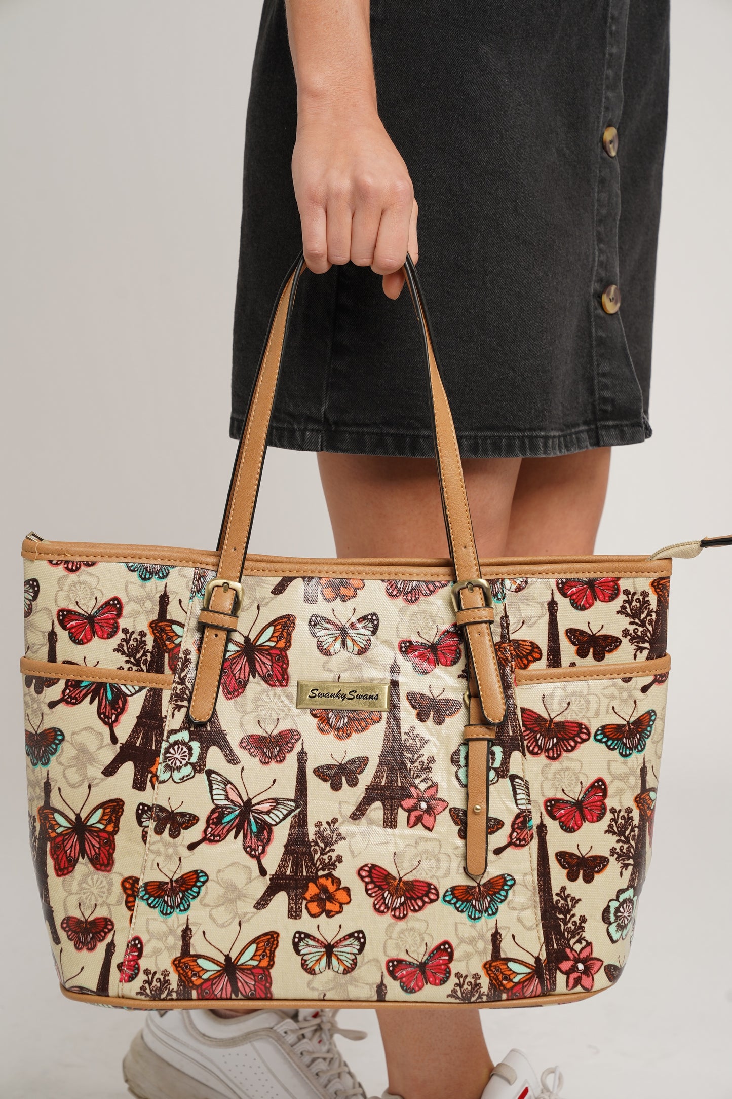 Noel Paris Butterfly Theme Tote Bag Beige