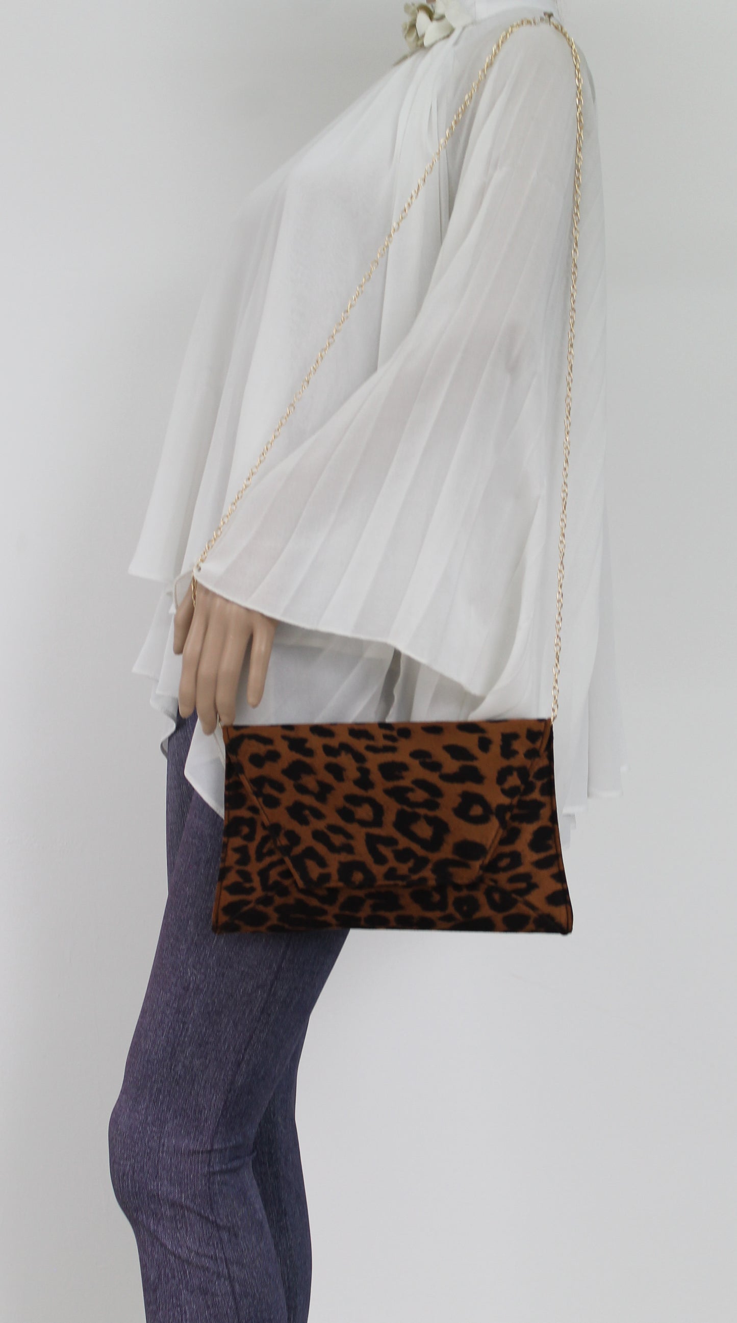 Dory Clutch Bag Dark Leopard Brown