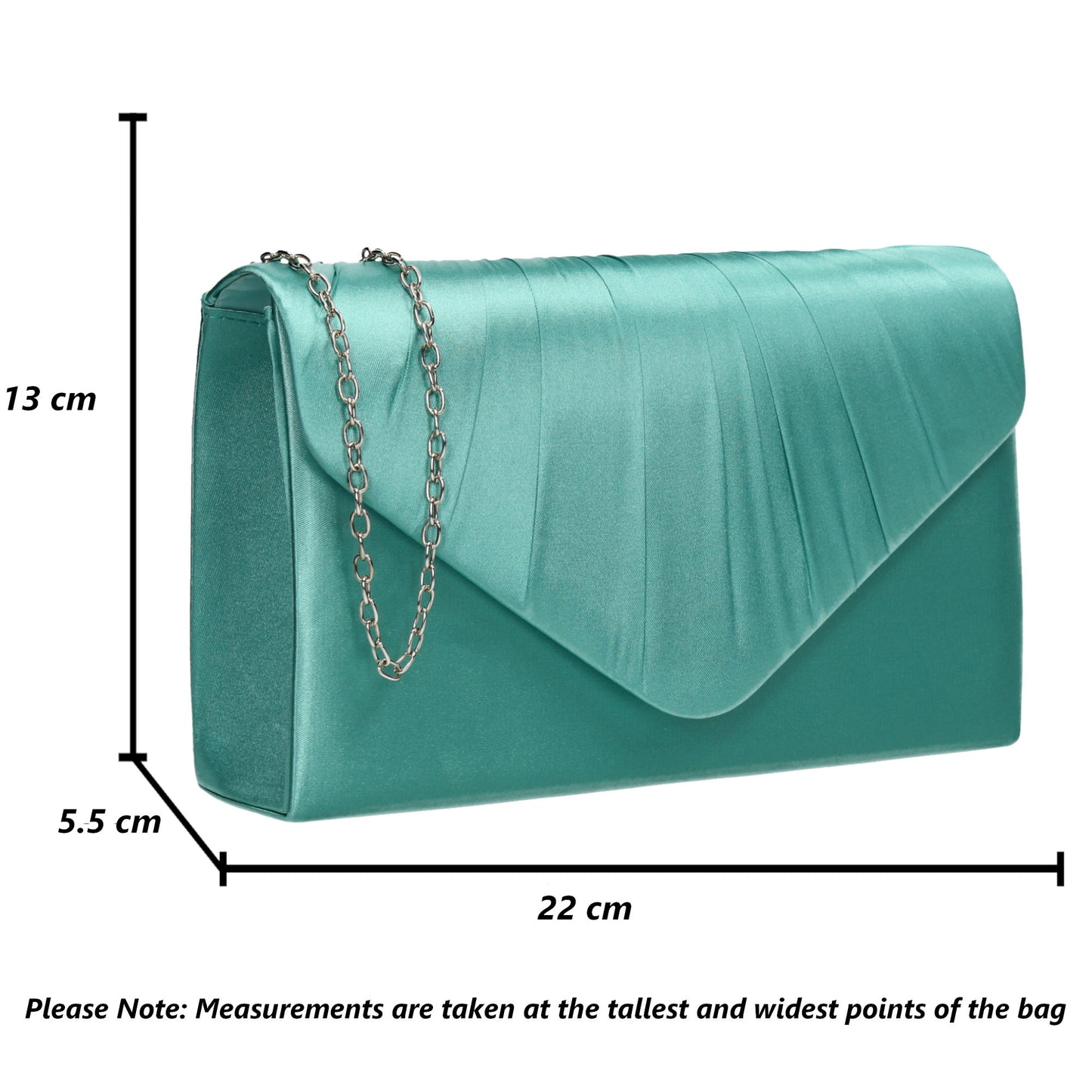 Chantel Beautiful Satin Envelope Clutch Bag Mint