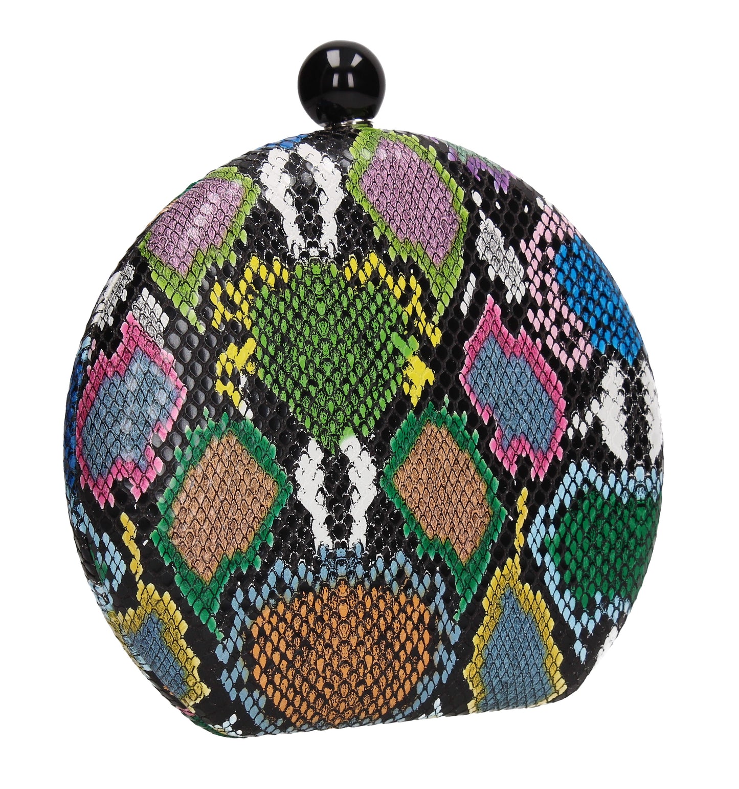Gemma Minaudiere Faux Snakeskin Box Clutch Bag Multicoloured