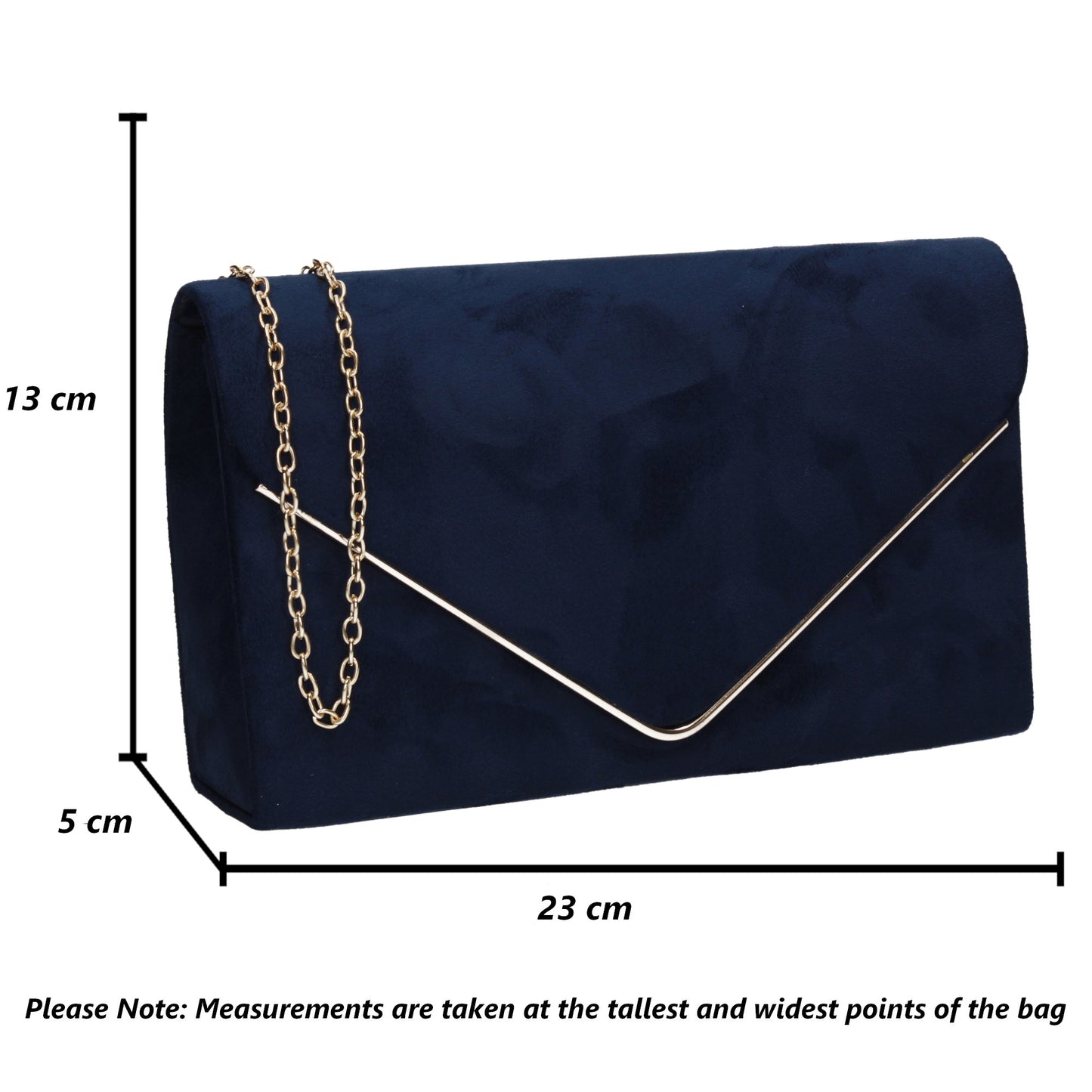 Oscar Faux Suede Envelope Clutch Bag Navy Blue