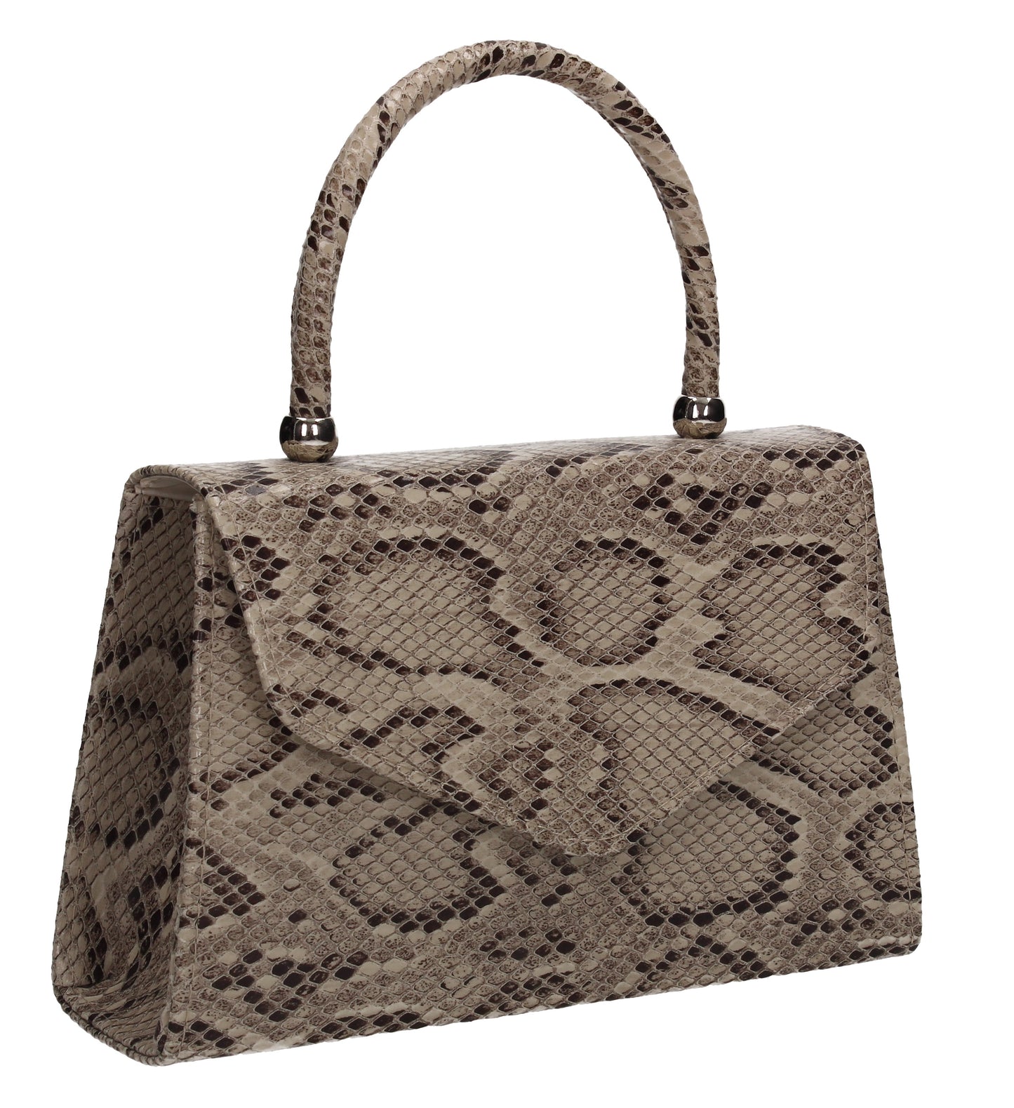 Lucy Mini-Handbag Faux Leather Snakeskin Effect Clutch Bag Nude