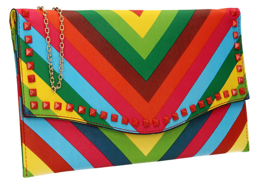 SWANKYSWANS Rainbow Clutch Bag Multicolour Cute Cheap Clutch Bag For Weddings School and Work