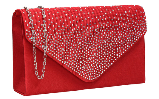 Abby Diamante Clutch Bag Red