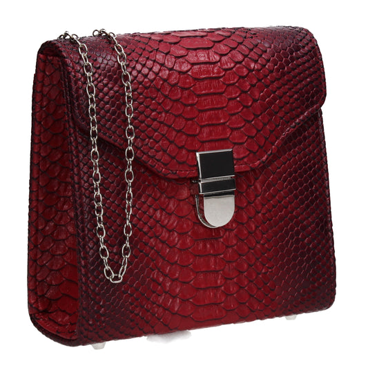 Kalie Vegan Snakeskin Pattern Clutch Bag Red