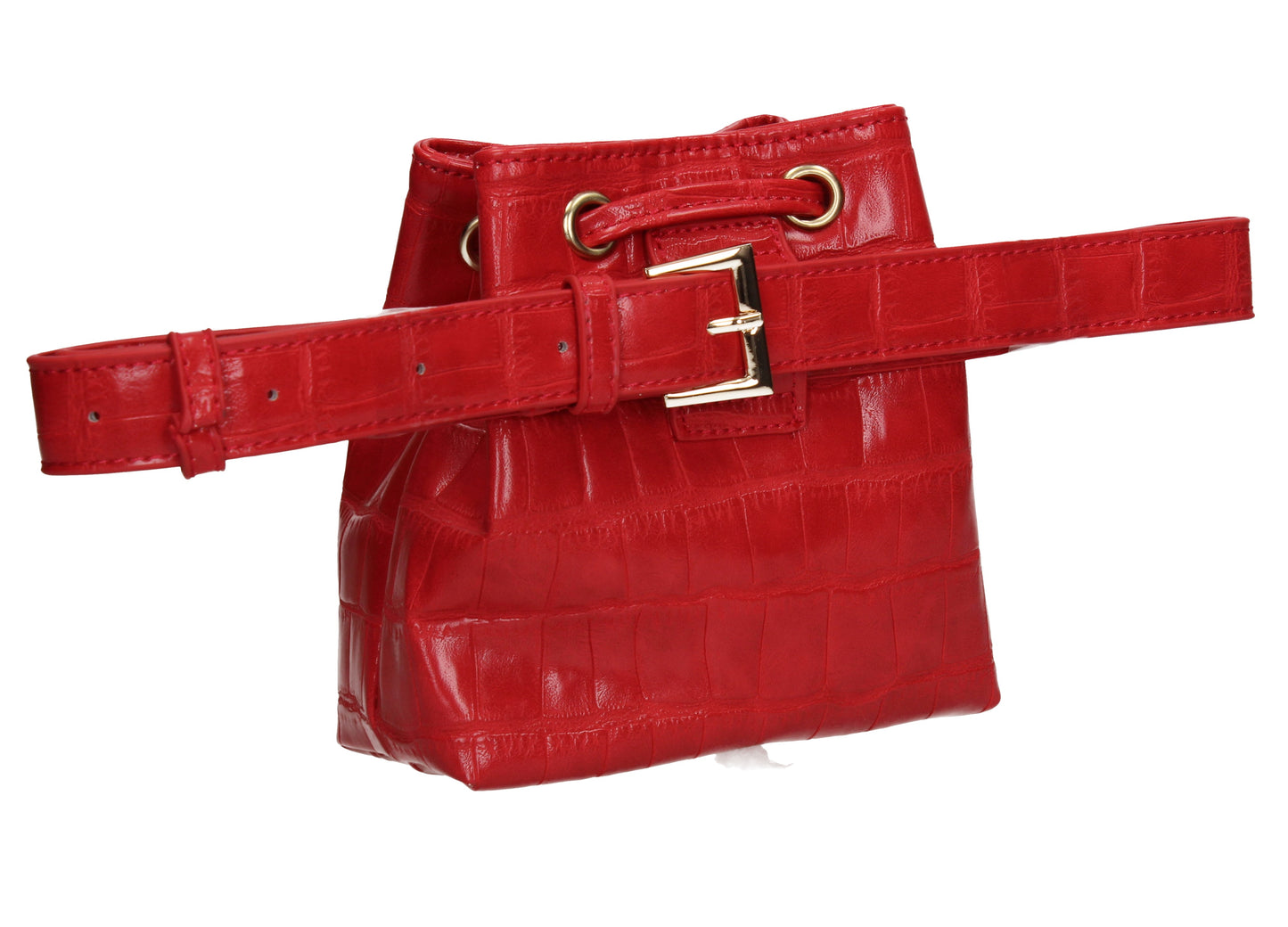 Ciara Faux Leather Croc Belt Bag Red