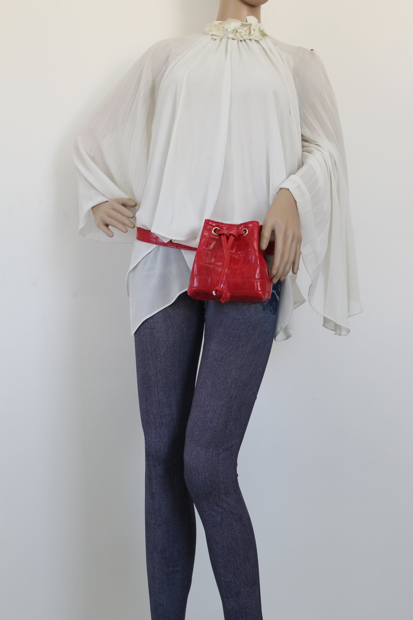 Ciara Faux Leather Croc Belt Bag Red