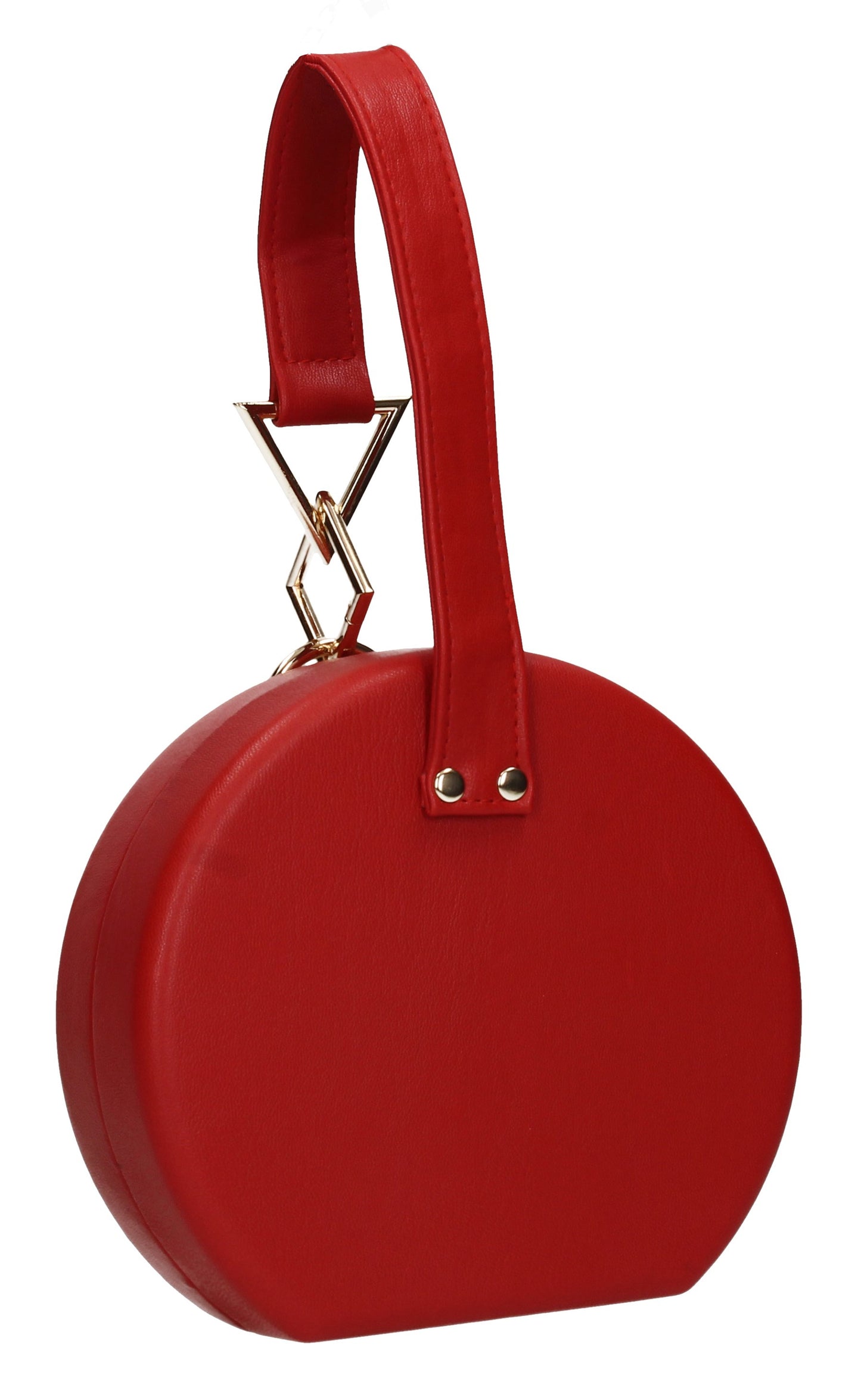 Rayne Circular Style Faux Leather Clutch Bag Red