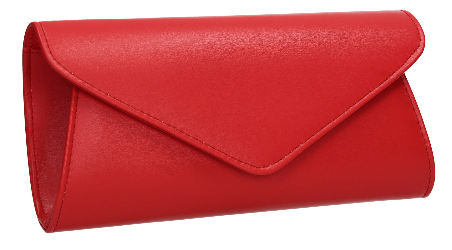 Lora Plain Envelope Clutch Bag Red