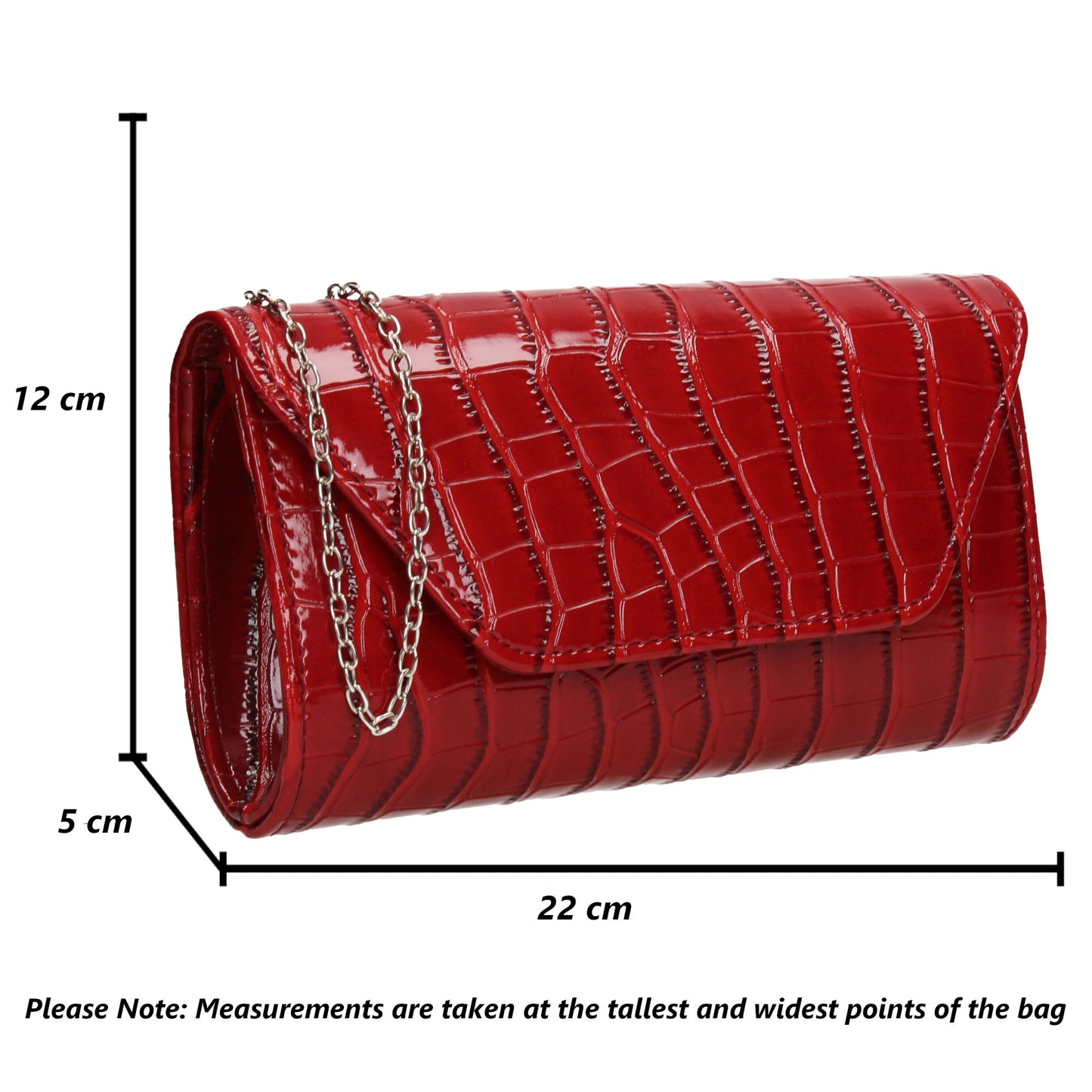 Erin Croc Effect Clutch Bag Red