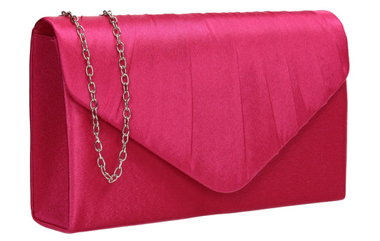 Chantel Beautiful Satin Envelope Clutch Bag Rose