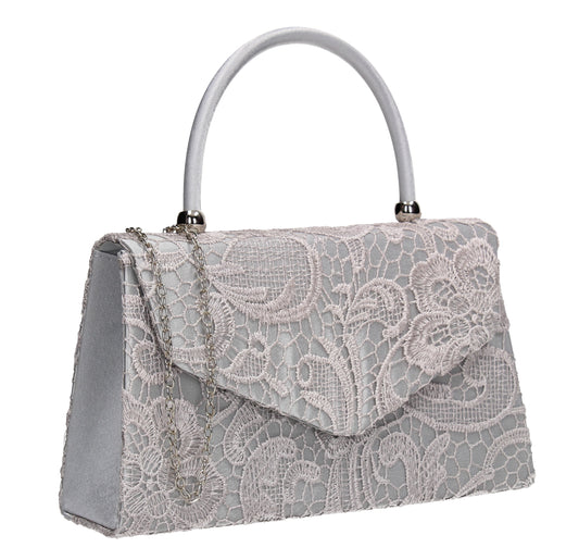 Kendall Lace Clutch Bag Silver