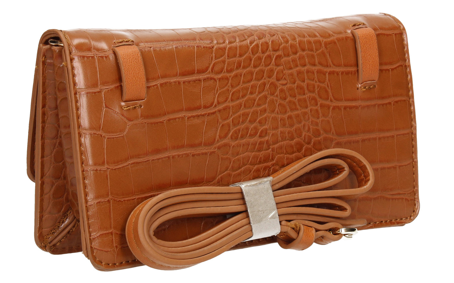 Alice Faux Leather Croc Belt Crossbody Bag Tan