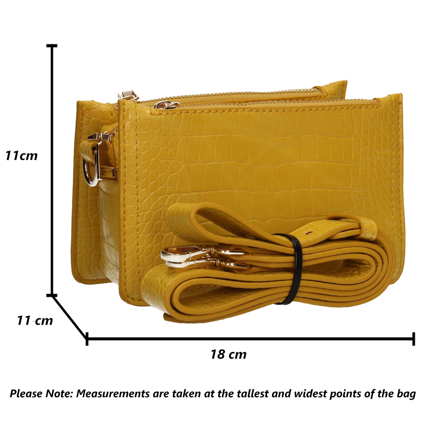 Evalyn Croc Structured Crossbody Clutch Bag Lemon Yellow
