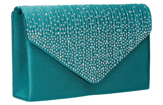 SWANKYSWANS Abby Diamante Clutch Bag Teal Cute Cheap Clutch Bag For Weddings School and Work