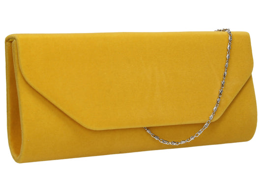 SWANKYSWANS Isabella Velvet Clutch Bag Yellow Cute Cheap Clutch Bag For Weddings School and Work