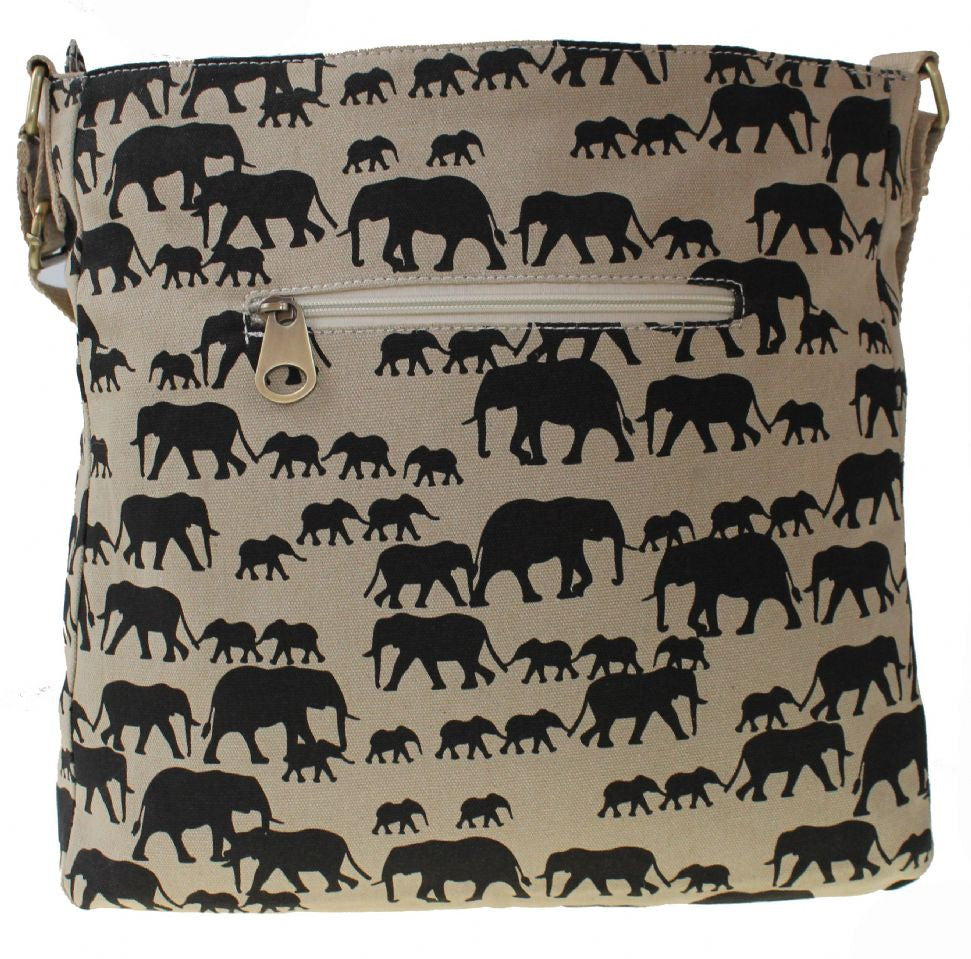 Swanky Swans Ellie Elephant Print Crossbody Bag in BeigeWomens Girls Boys School Crossbody Animal Cute