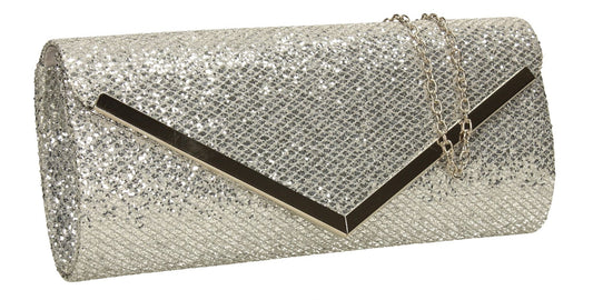 SWANKYSWANS Giselle Glitter Clutch Bag Silver
