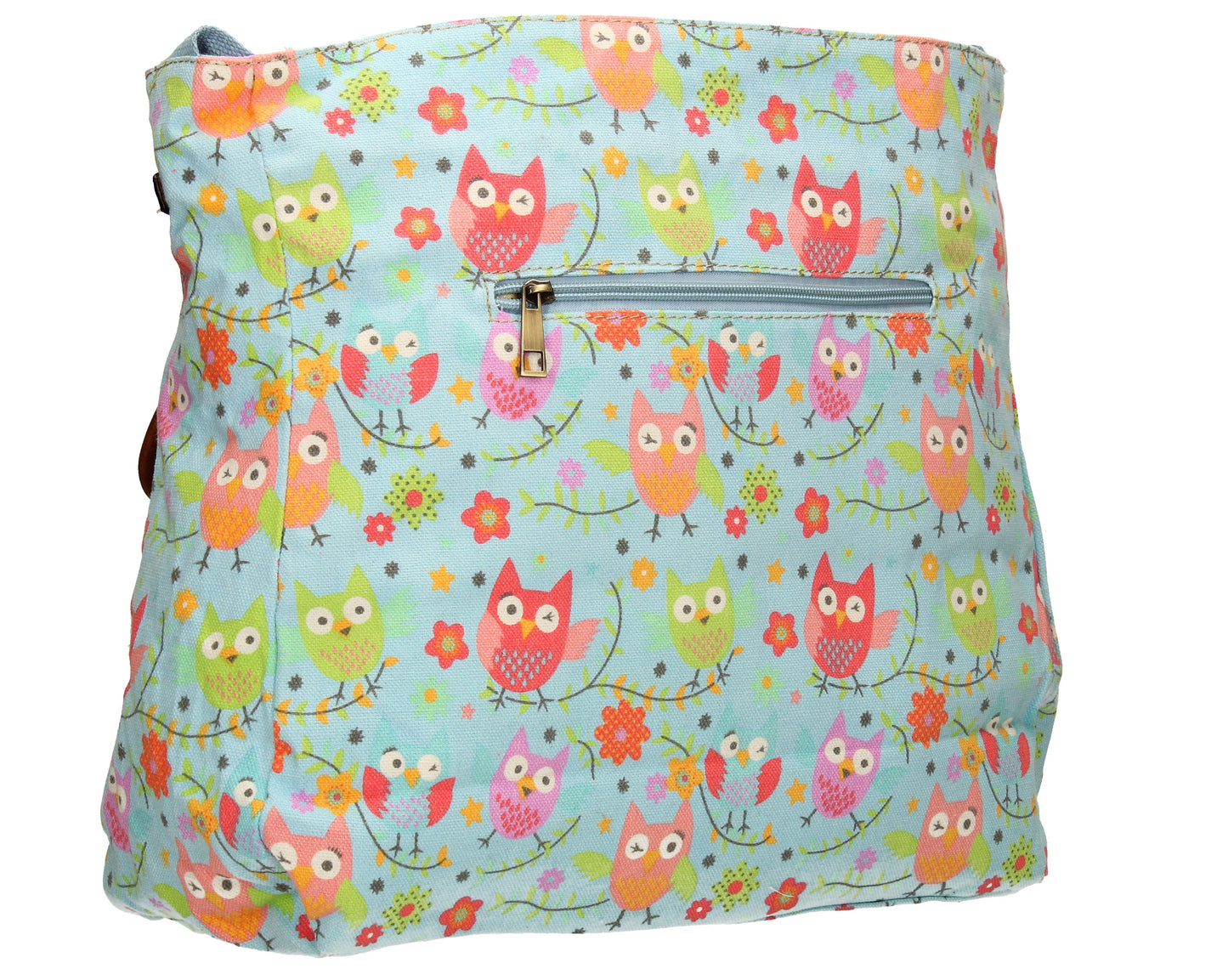 Swanky Swans Winking Owl Twin Pocket Crossbody Bag BlueWomens Girls Boys School Crossbody Animal Cute