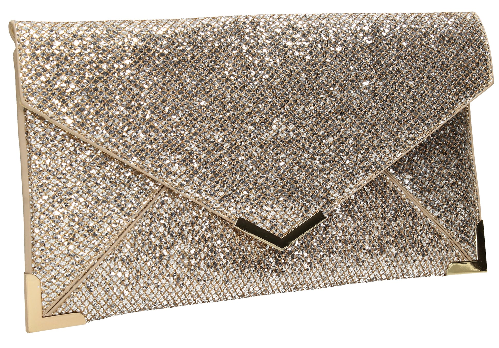 SWANKYSWANS Fallabella Glitter Clutch Bag Gold Cute Cheap Clutch Bag For Weddings School and Work
