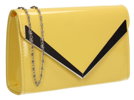 SWANKYSWANS Wendy V Patent Clutch Bag Yellow Cute Cheap Clutch Bag For Weddings School and Work