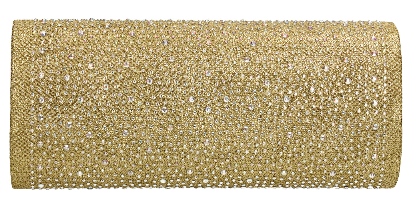 SWANKYSWANS Esther Glitter Diamante Clutch Bag Gold Cute Cheap Clutch Bag For Weddings School and Work