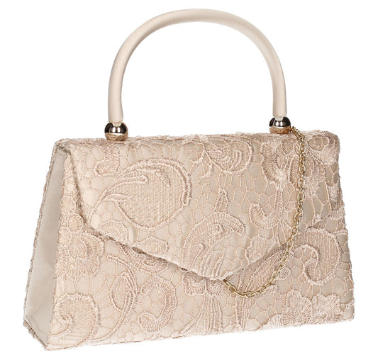 SWANKYSWANS Kendall Lace Clutch Bag Champagne Cute Cheap Clutch Bag For Weddings School and Work