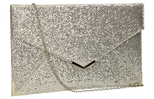 SWANKYSWANS Korie Clutch Bag Silver Cute Cheap Clutch Bag For Weddings School and Work