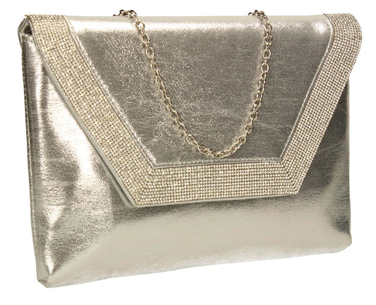 SWANKYSWANS Lilly Clutch Bag Silver Cute Cheap Clutch Bag For Weddings School and Work
