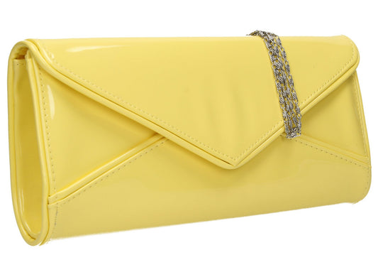 SWANKYSWANS Perry Patent Clutch Bag - Yellow Cute Cheap Clutch Bag For Weddings School and Work