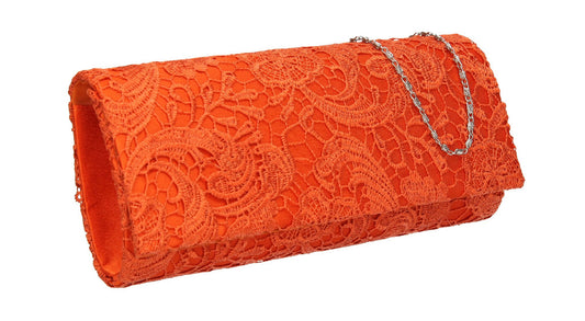 SWANKYSWANS Rachel Lace Clutch Bag Orange Cute Cheap Clutch Bag For Weddings School and Work