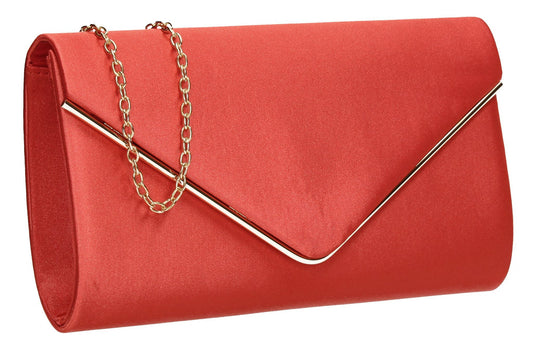 SWANKYSWANS Olivia Clutch Bag Coral Red Cute Cheap Clutch Bag For Weddings School and Work