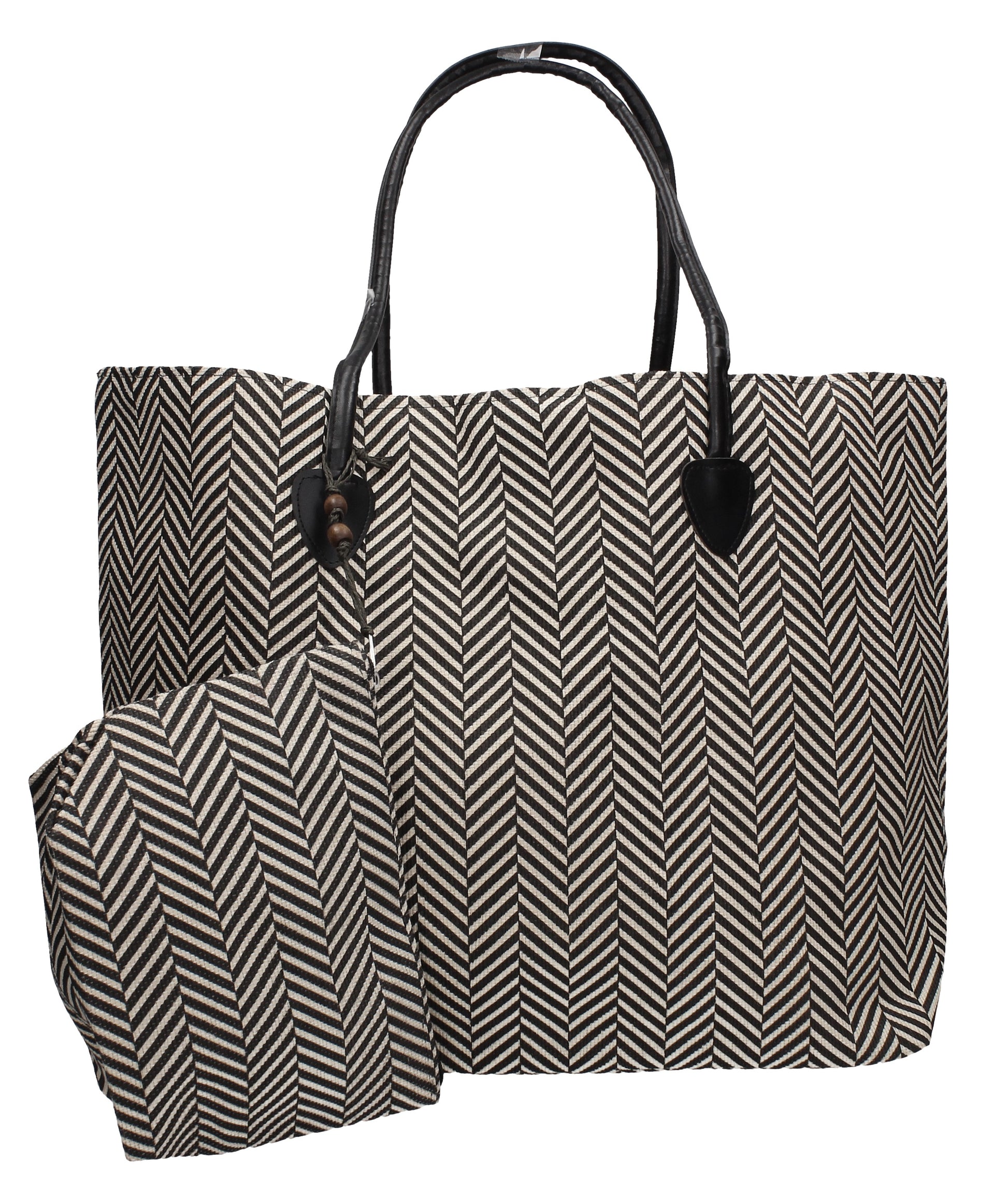 Swanky Swans Wave Print Beach Tote Bag Summer Handbag BlackPerfect for School, Weddings, Day out!
