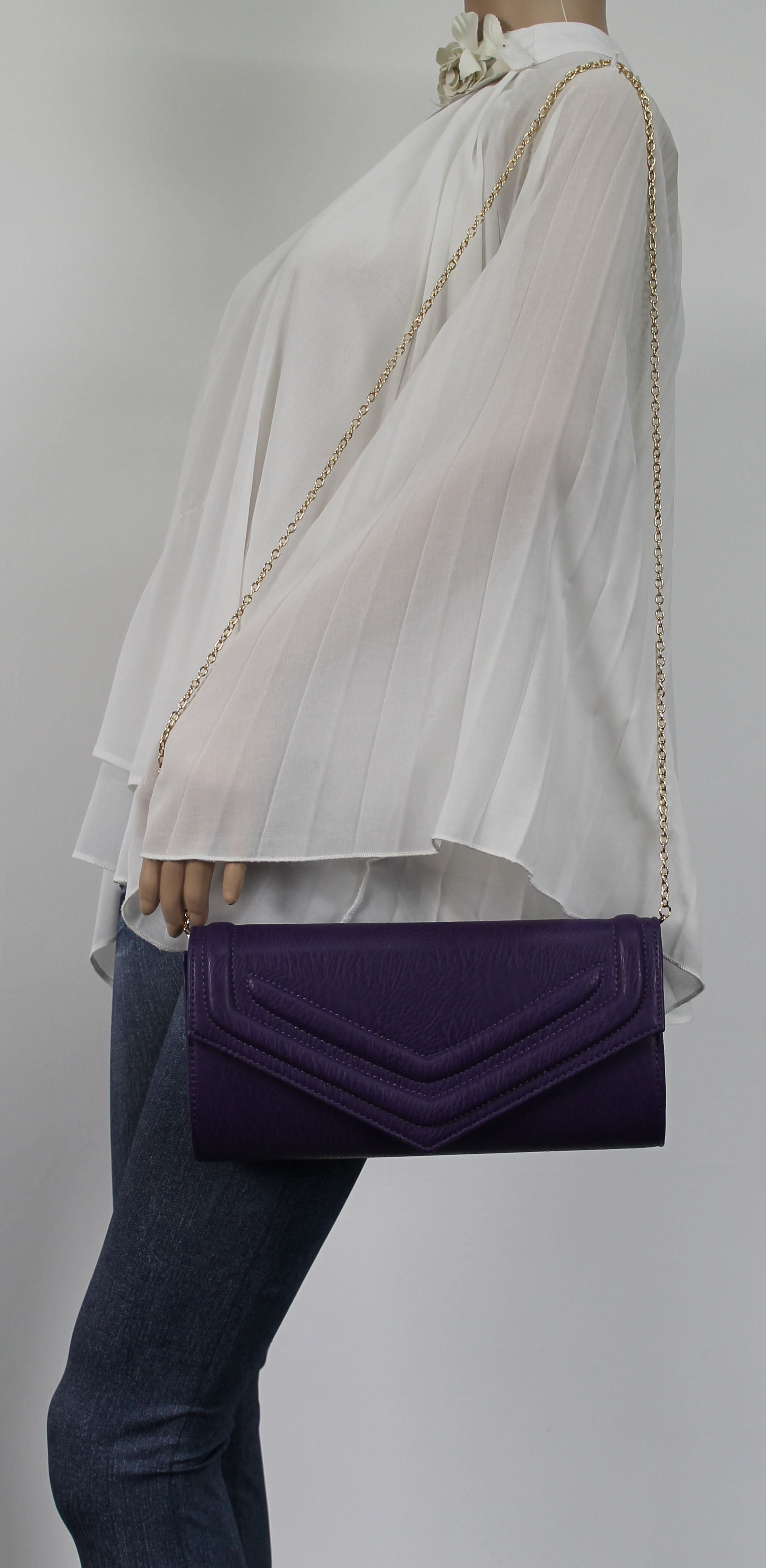 SWANKYSWANS Skye Plain V Clutch Bag Purple Cute Cheap Clutch Bag For Weddings School and Work