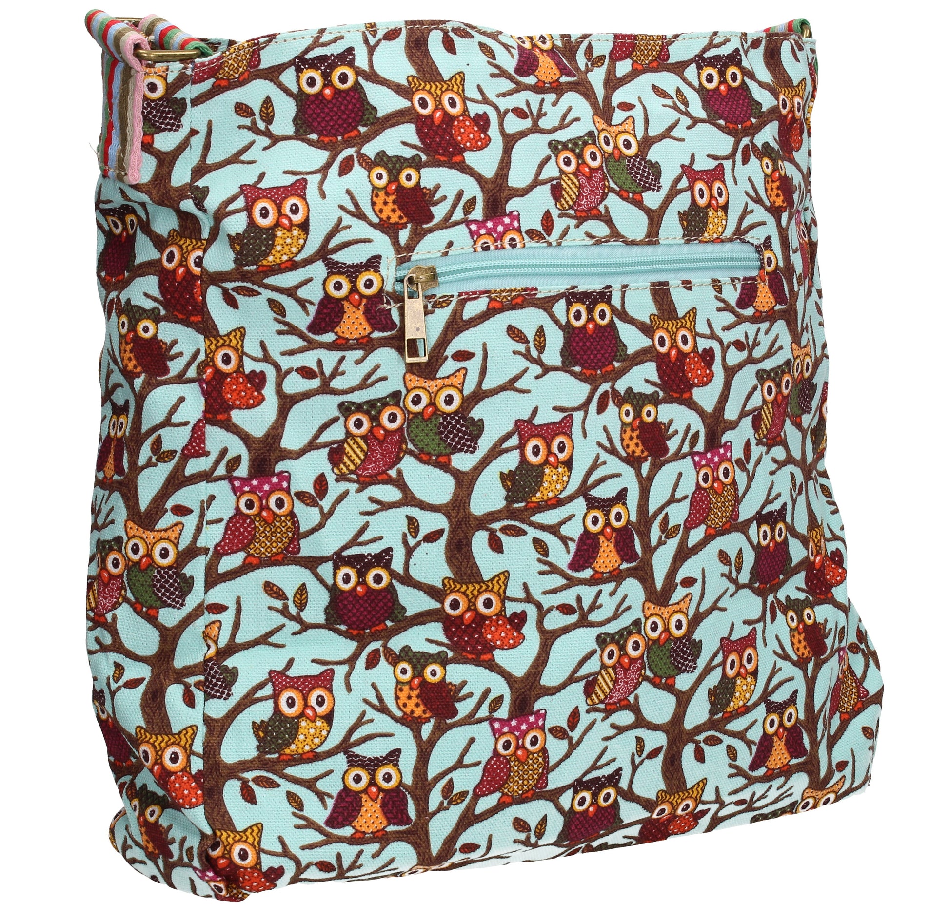Swanky Swans Classic Tree Owl Print Crossbody Bag in BlueWomens Girls Boys School Crossbody Animal Cute
