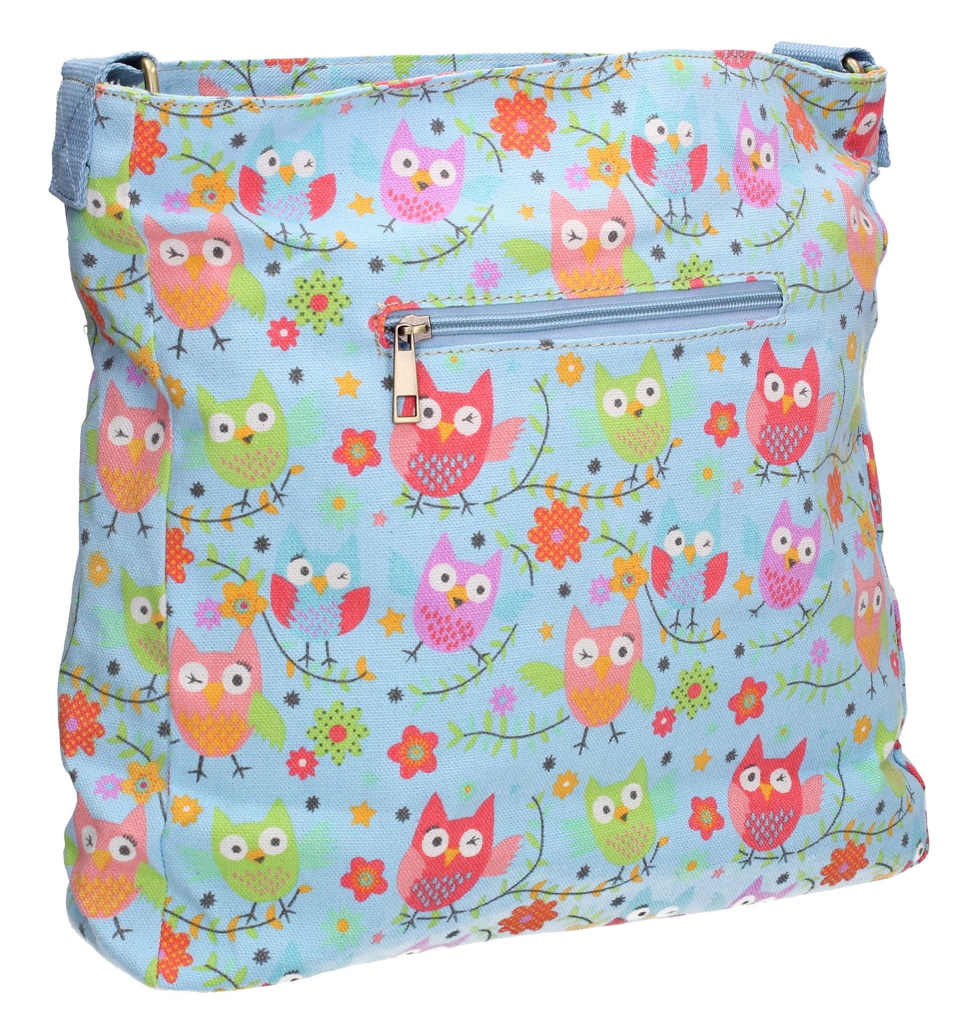 Swanky Swans Winking Owl Crossbody Bag BlueWomens Girls Boys School Crossbody Animal Cute