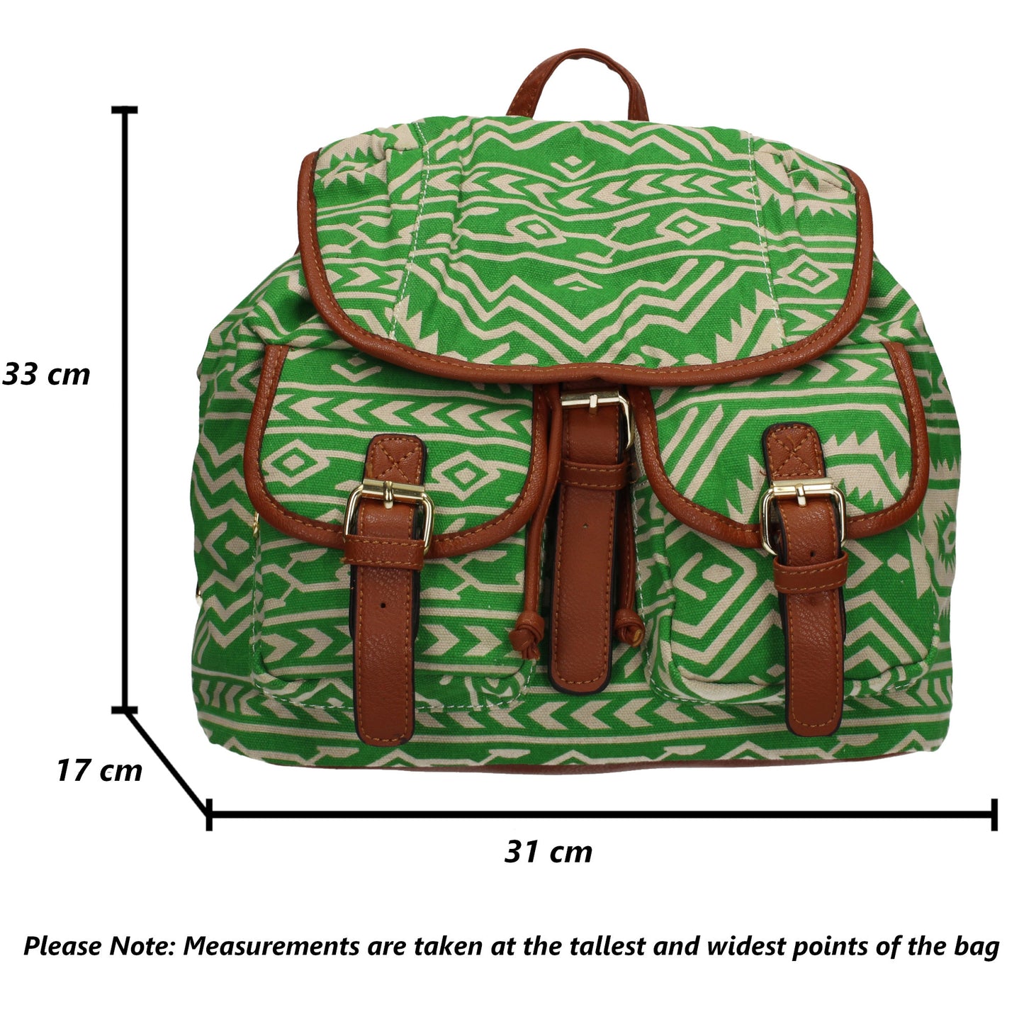 Anna Vintage Aztec Canvas Backpack Green