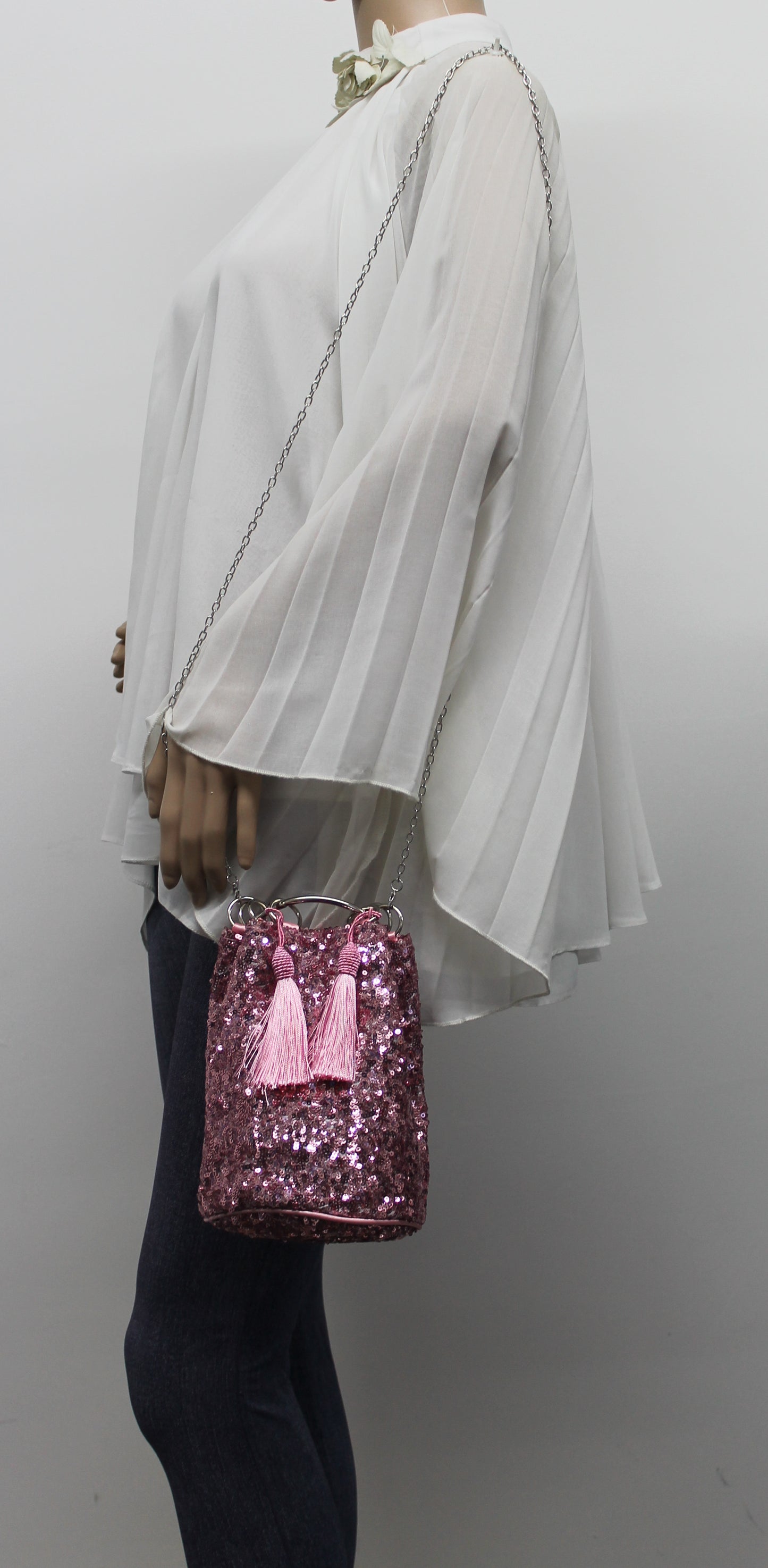 Denise Sequin & Ring Clutch Bag Pink