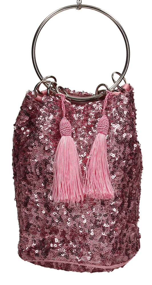 Denise Sequin & Ring Clutch Bag Pink