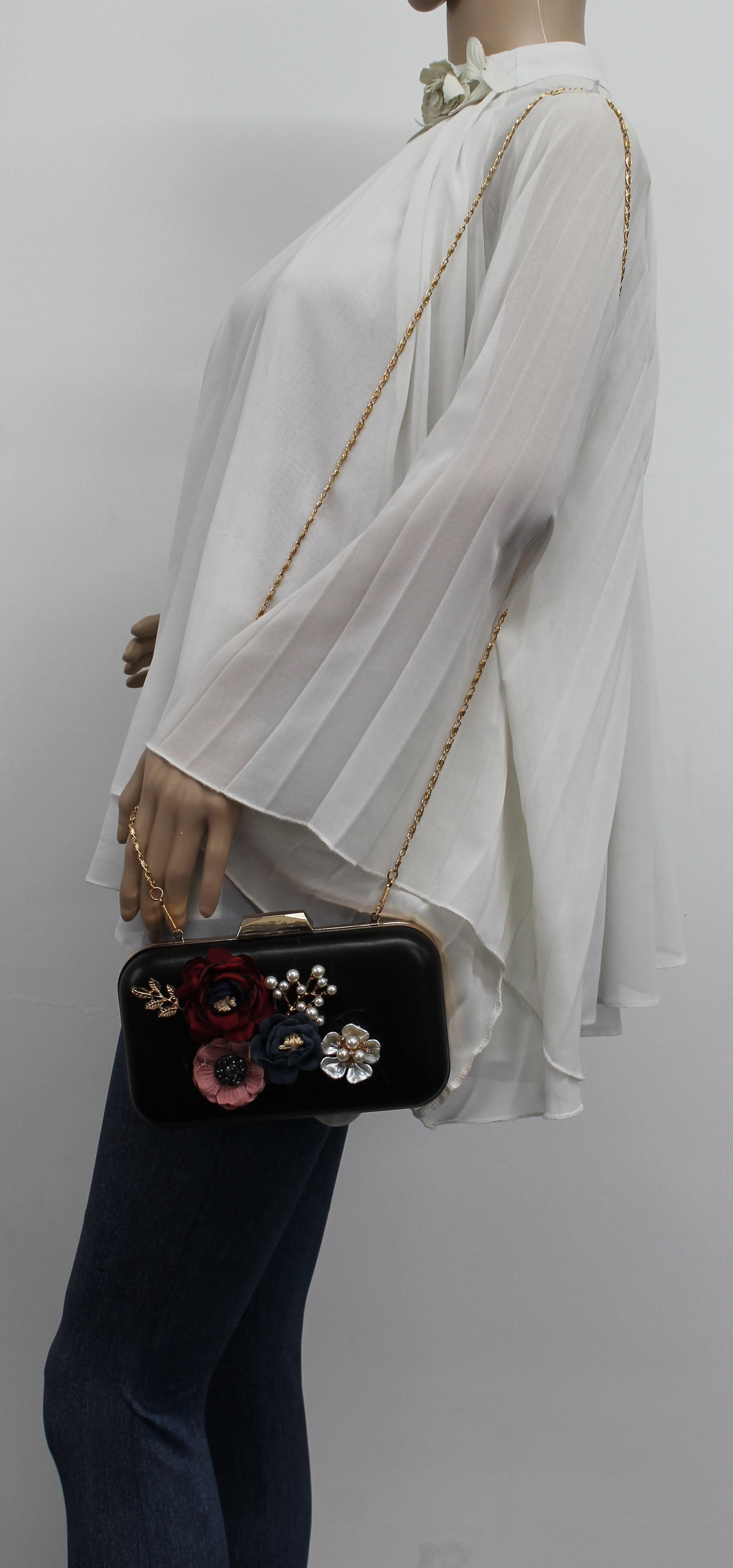 SWANKYSWANS Eliza Floral Clutch Bag Black Cute Cheap Clutch Bag For Weddings School and Work