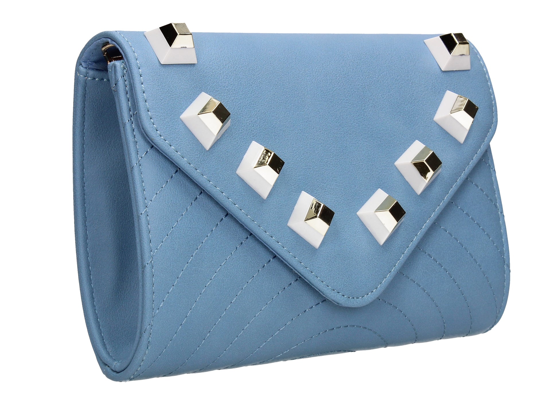 SWANKYSWANS Serafina Stud Clutch Bag Blue Cute Cheap Clutch Bag For Weddings School and Work