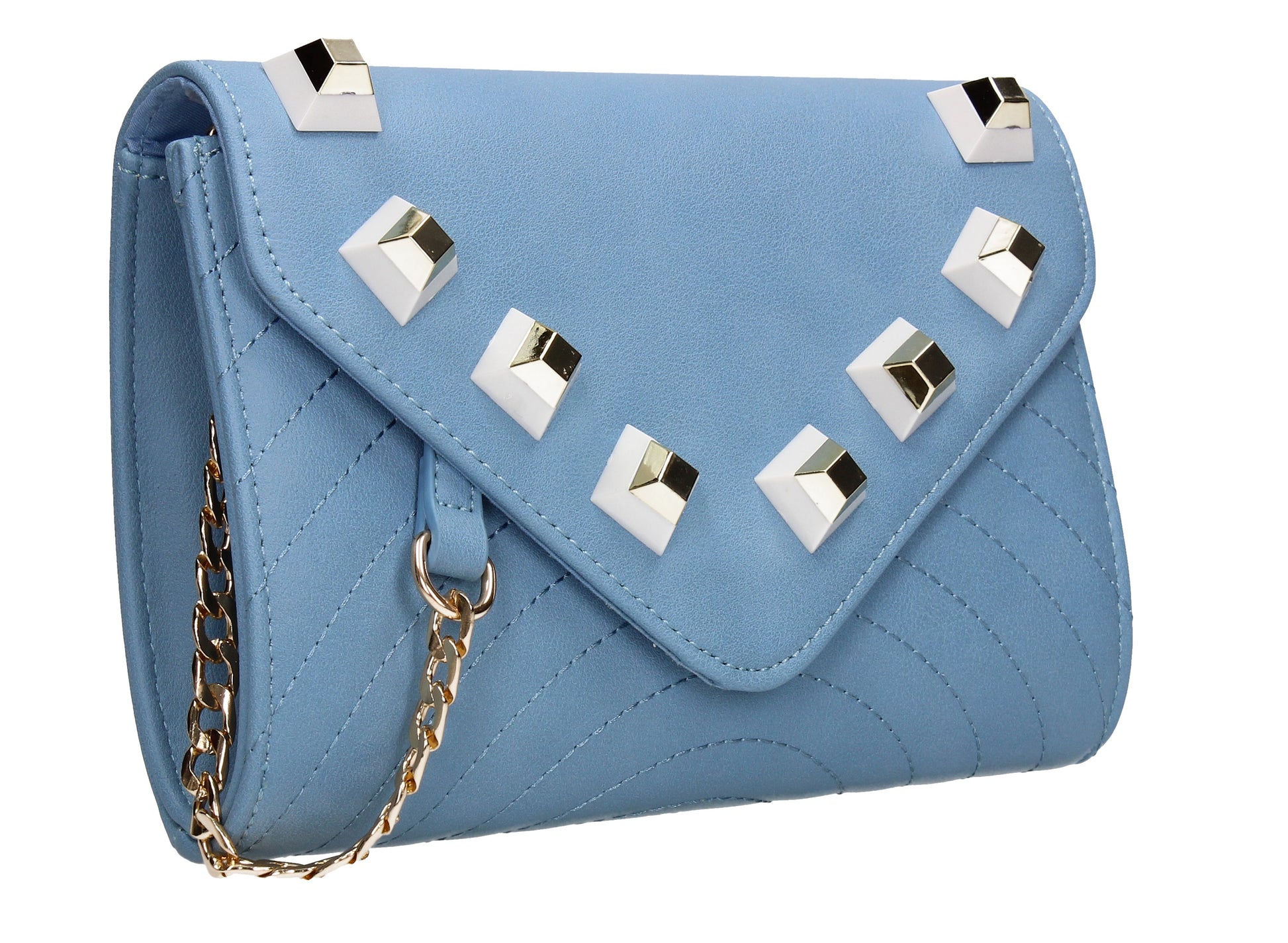 SWANKYSWANS Serafina Stud Clutch Bag Blue Cute Cheap Clutch Bag For Weddings School and Work