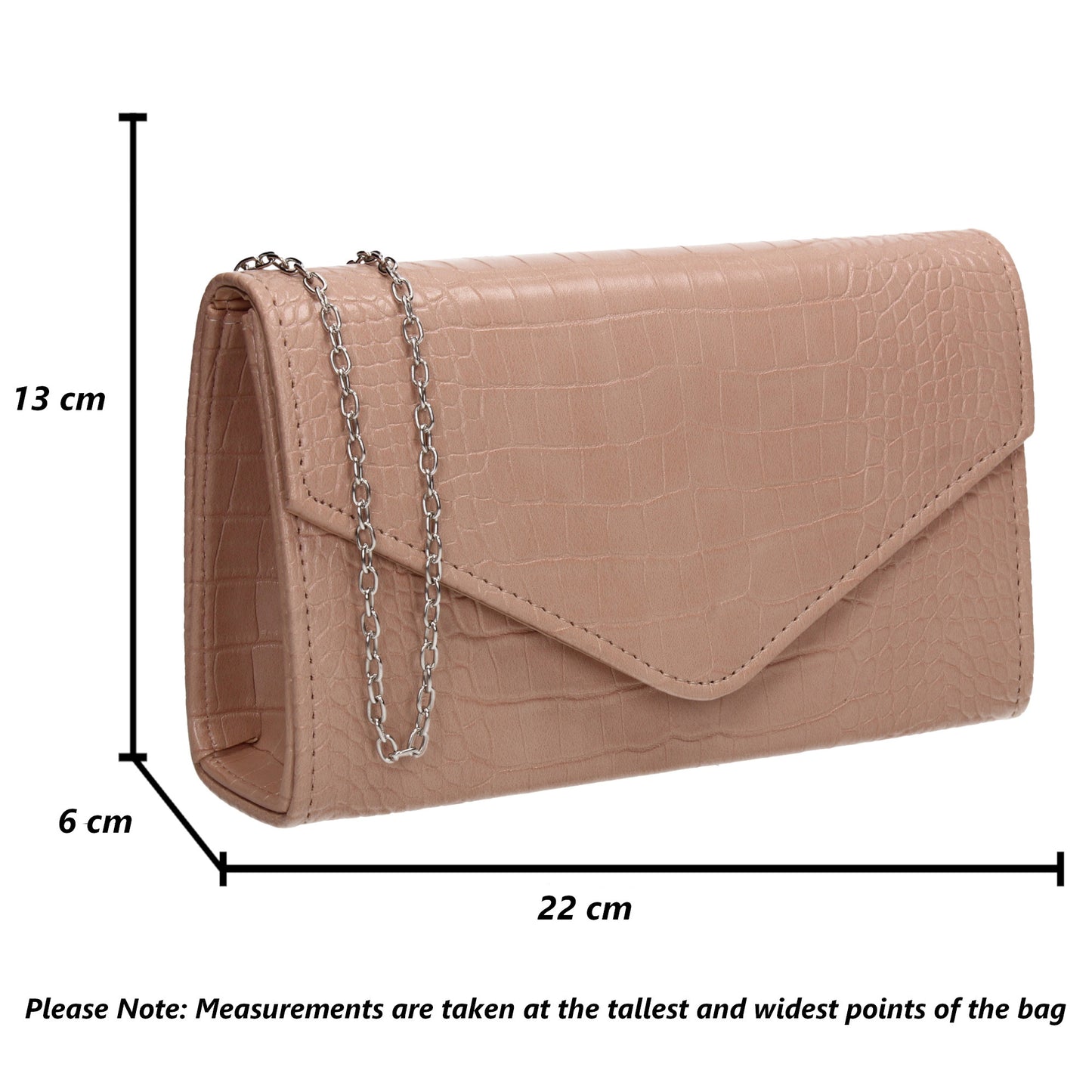 Emily Croc Effect Clutch Bag Beige