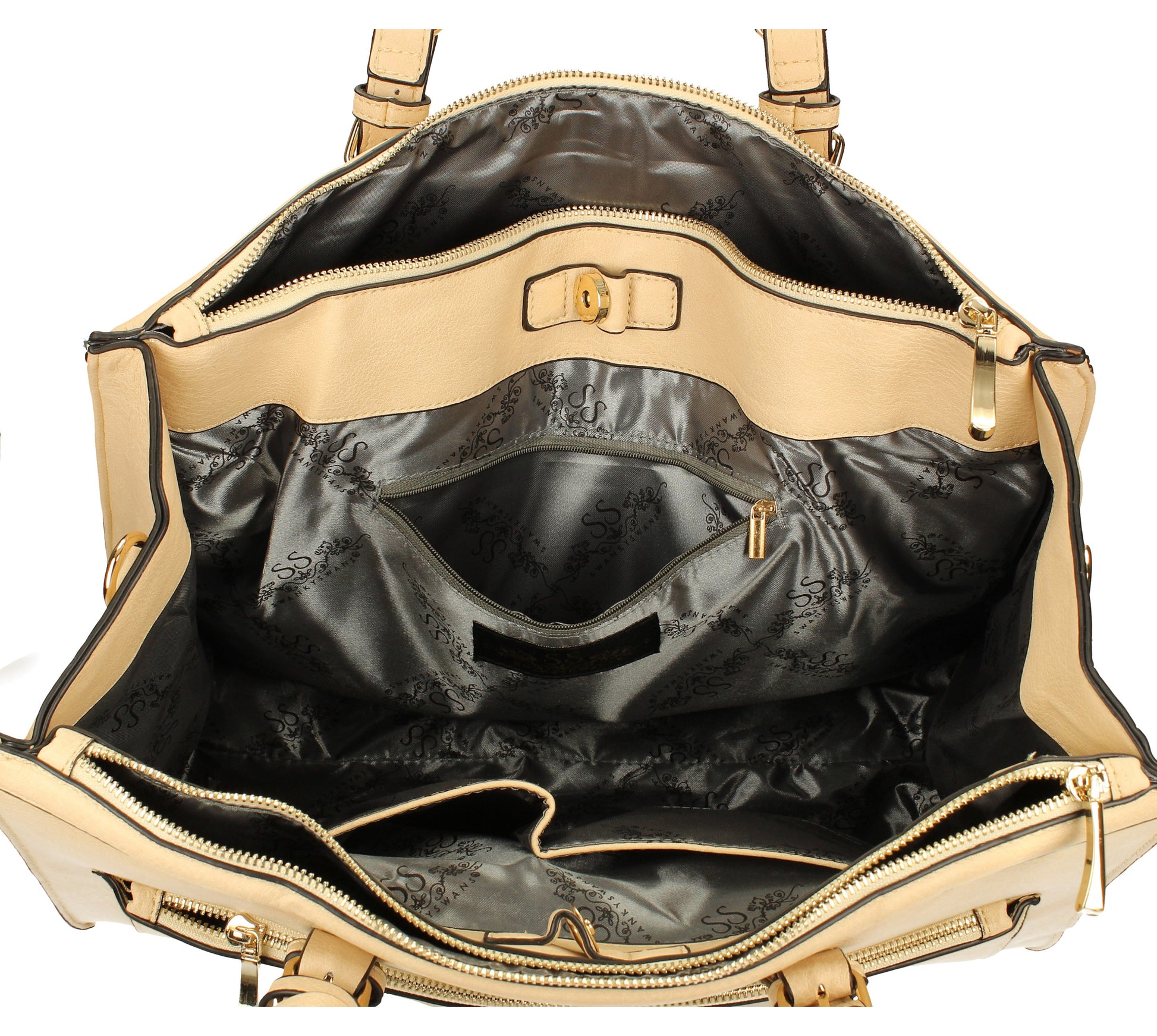 Swanky Swans Marcella Cosmo Handbag BeigePerfect for School, Weddings, Day out!