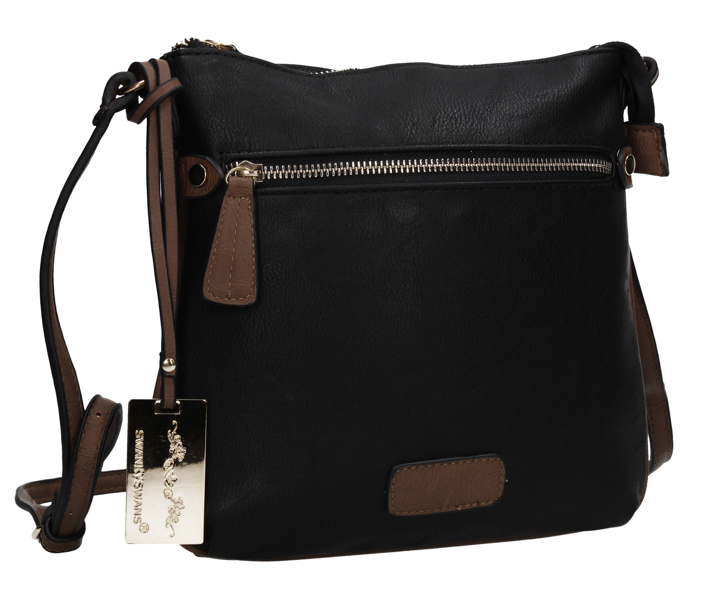 Olivia Faux Leather Crossbody Shoulder Bag Black