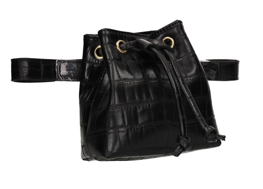 Ciara Faux Leather Croc Belt Bag Black