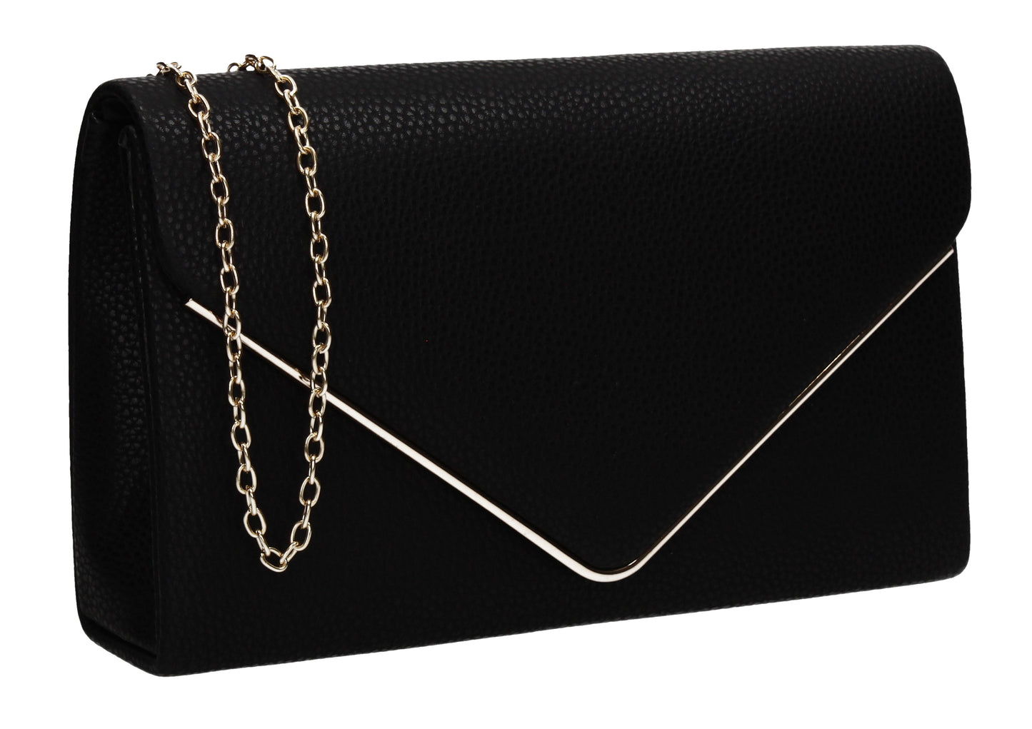 Erica Vegan Leather Envelope Clutch Bag Black