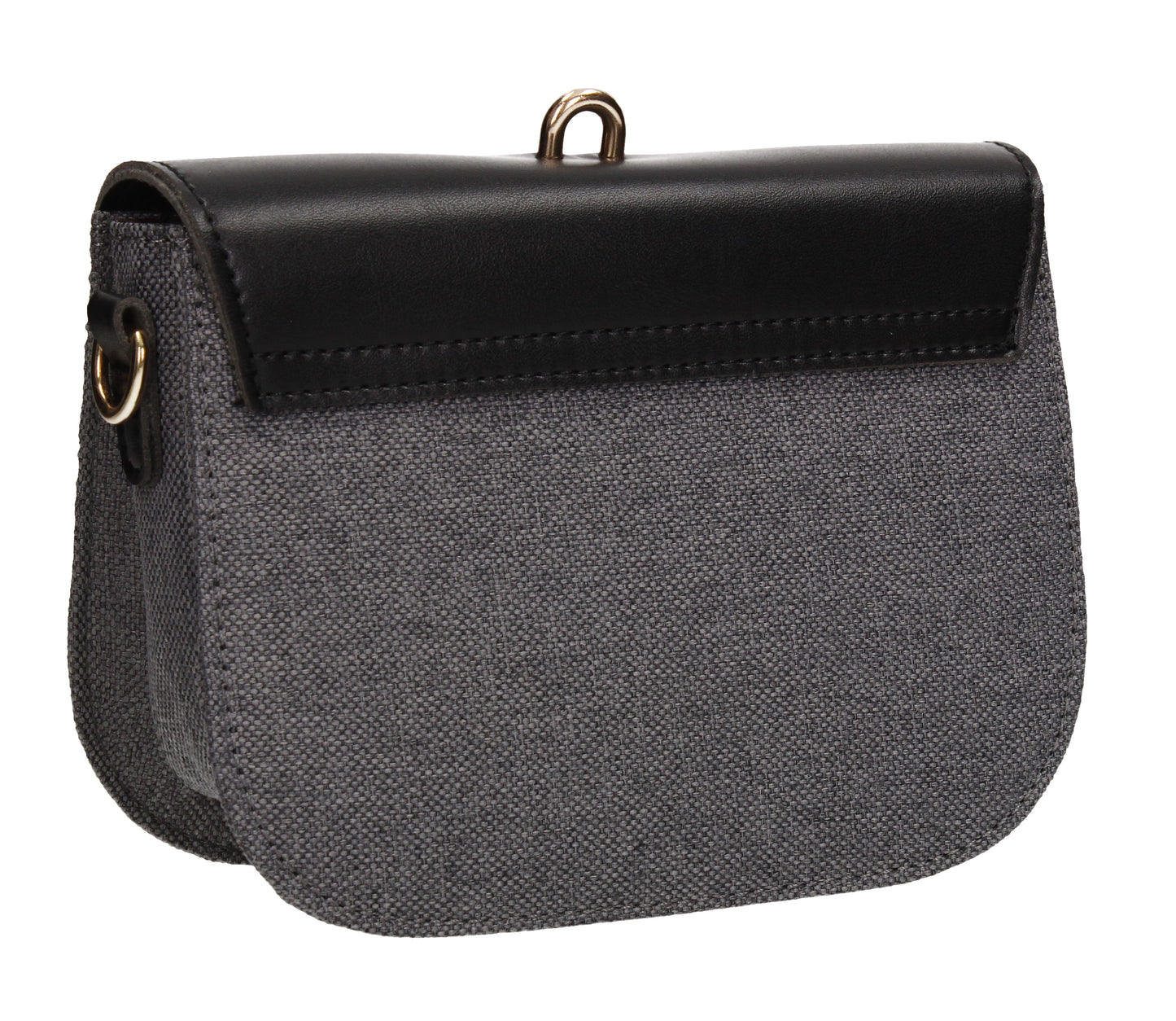 Ember Faux Leather Canvas Flapover Crossbody Black